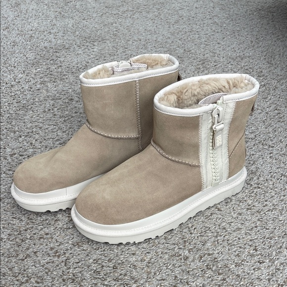 UGG Beige Suede Mini Boots - Picture 1 of 6